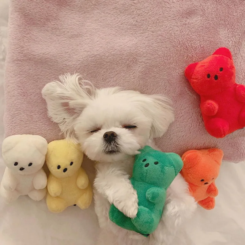 Cute Small Dog Squeaky Toys for Small Dogs Puppy Bear Shaped Squeak Toy for Cat Dogs Pet Supplies 1005007476501180