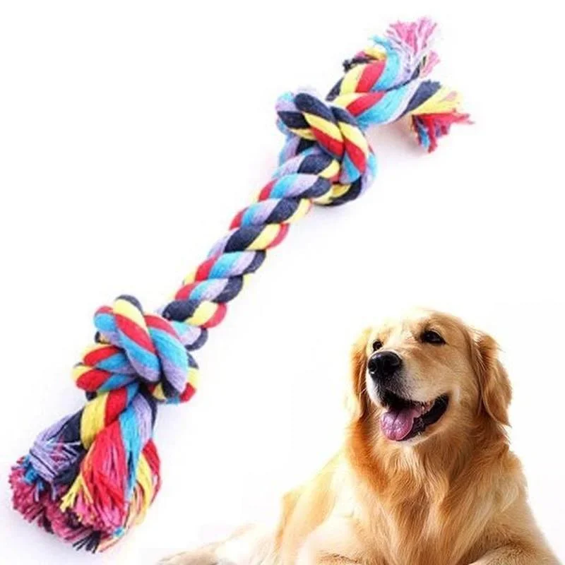 Colorful Double Knot Dog Toys Durable Puppy Teething Toys for Small Large Dogs Trainging Chew Toy 1005007476502475