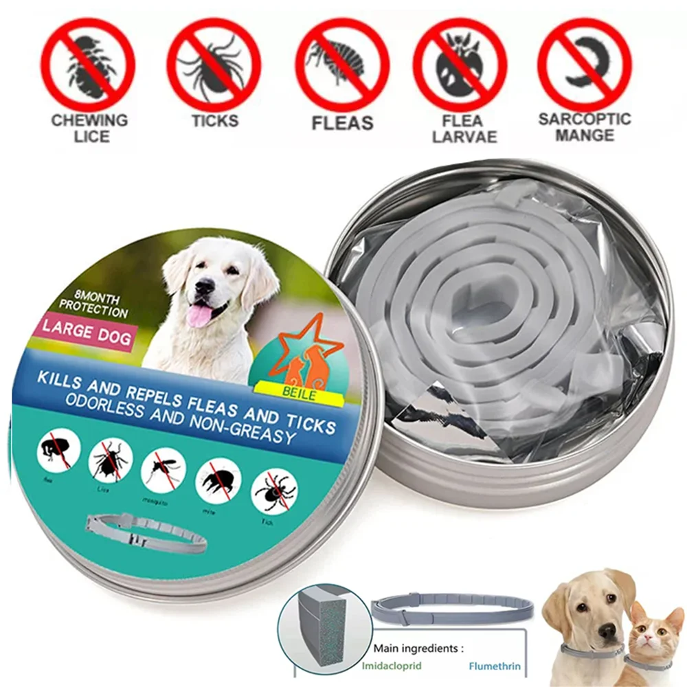 Flea And Tick Collar Silicone Adjustable Dogs Cats Collar 8 Month Protection Anti-mosquitoes Insect 1005007477382243