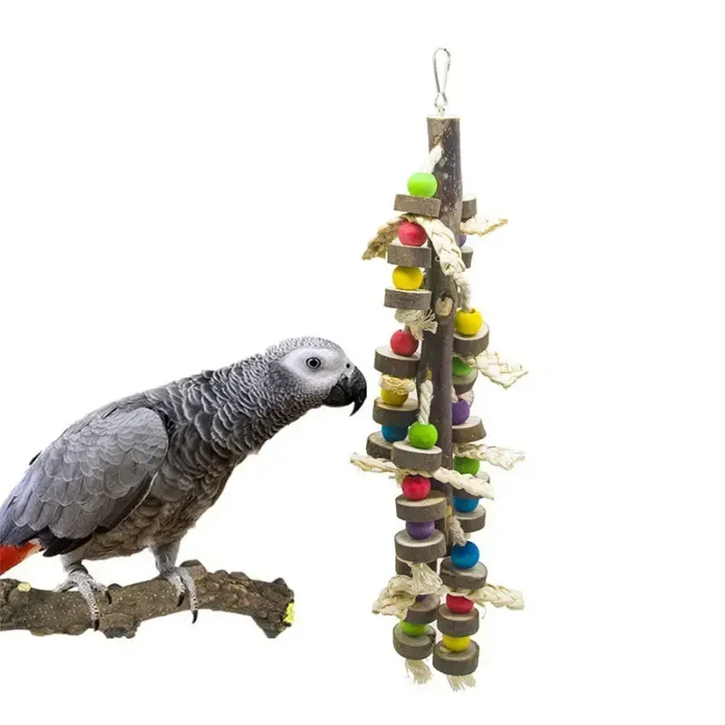 Parrot Bite Toys Wooden Natural Medium To Large Parrot Supplies Bird Cage Accessories Bird Toys 1005007482138861