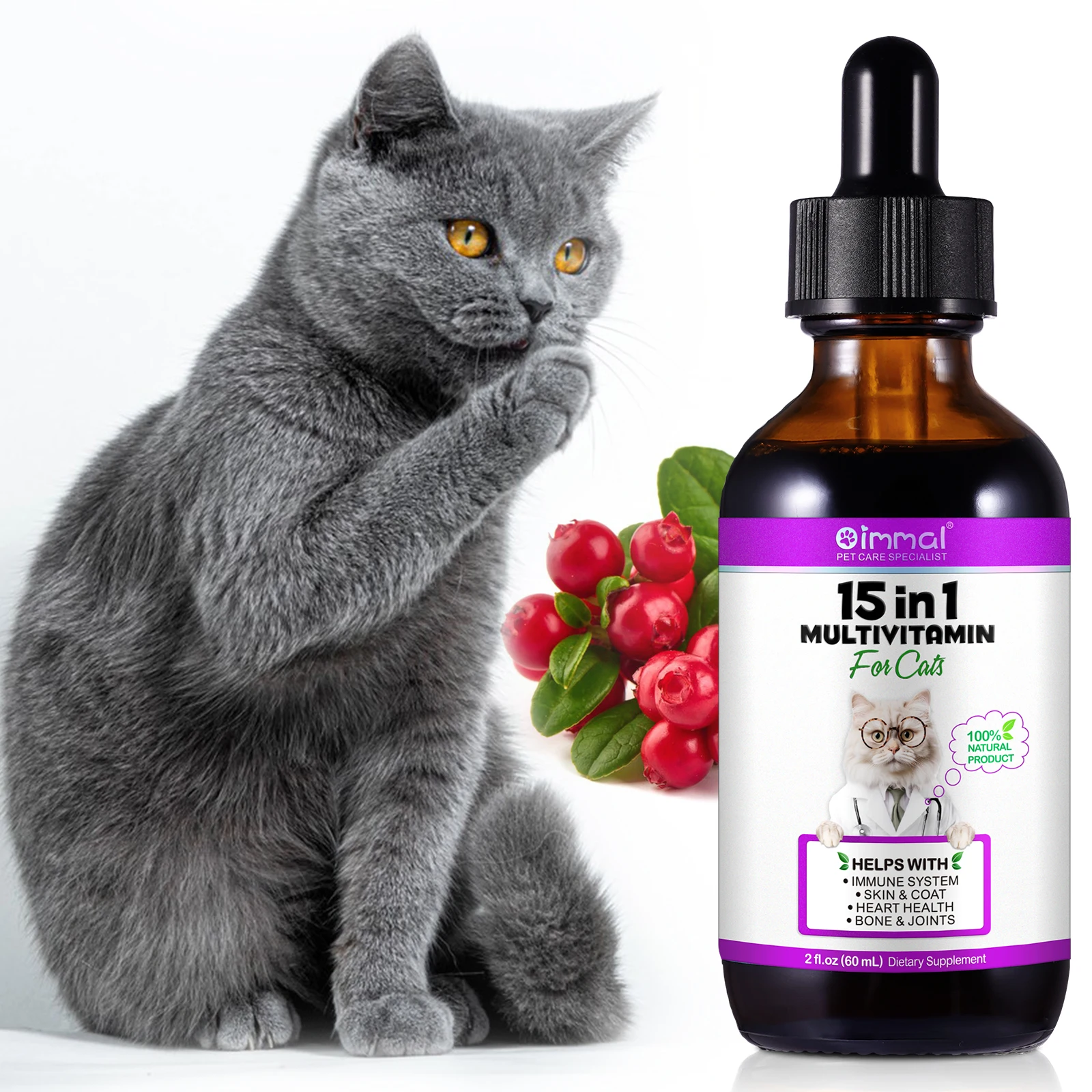 Cats 15 in 1 Multivitamin Help with Immune System Skin & Coat Heart Health Bone and Joints 100 1005007482981305