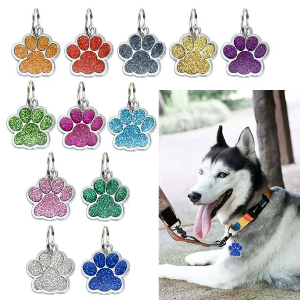 Dog Tags Cat Dog Glitter Pendant Paw Print Puppy Pet Collar Tag Pendant Pet Accessories 1005007485041233