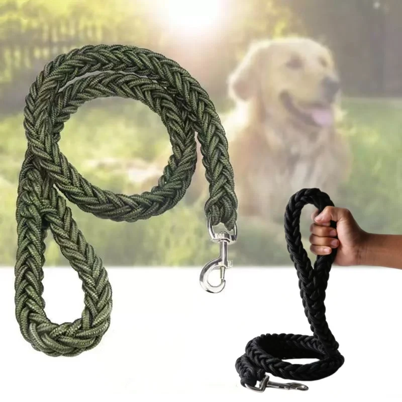 Large Dog Leash Nylon Braided Traction Rope Pet Walking Thick Hand Rope For Bulldog Rottweiler 1005007493233429