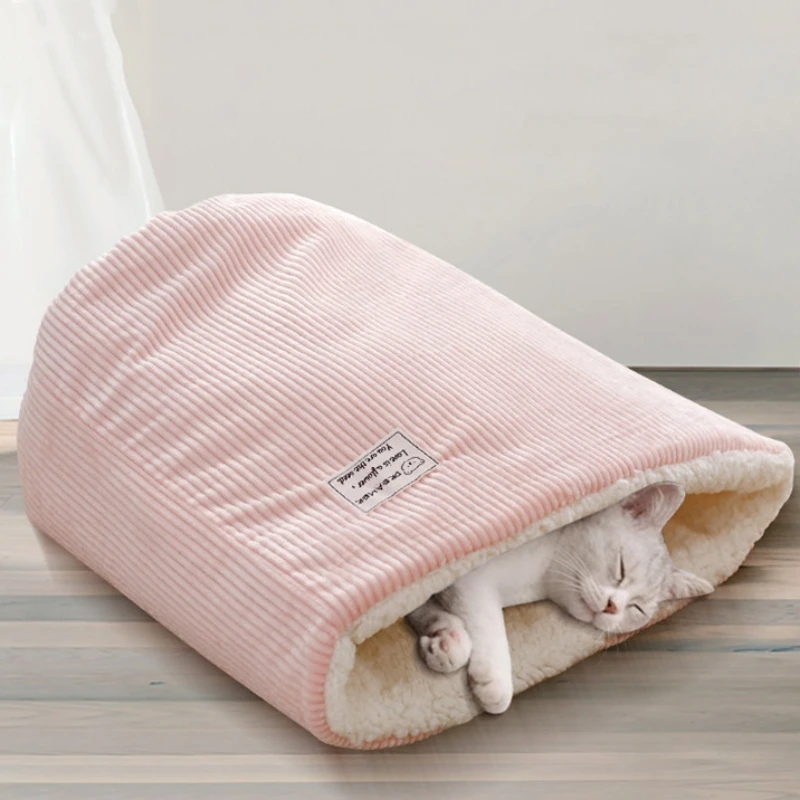 Warm Velvet Fabric Bed for Cats Dogs Winter Autumn Comfortable Soft Fleece Bucket Type Blue 1005007525840062