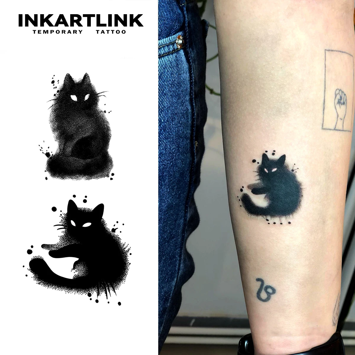 Cat Temporary Tattoo, Unique Animal Body Art, Adult Tattoo, Halloween Party Gift Idea 1005007526380704