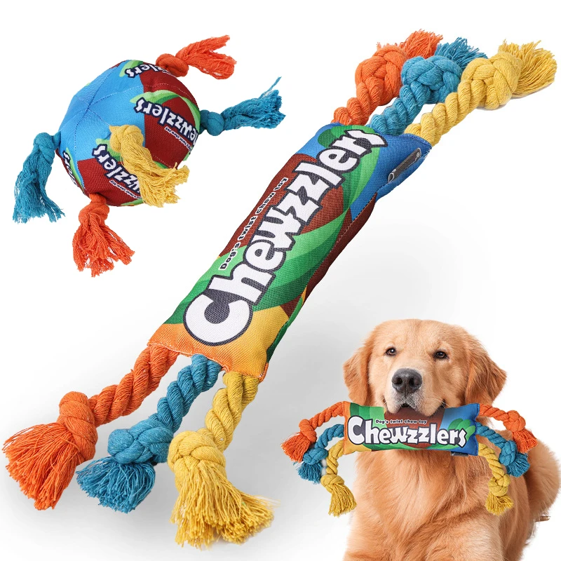 Puppy Dogs Toys Puppy Colorful Cotton Chew Rope Knot Toy Durable Dog Cleaning Teeth Braided Bone 1005007535086980