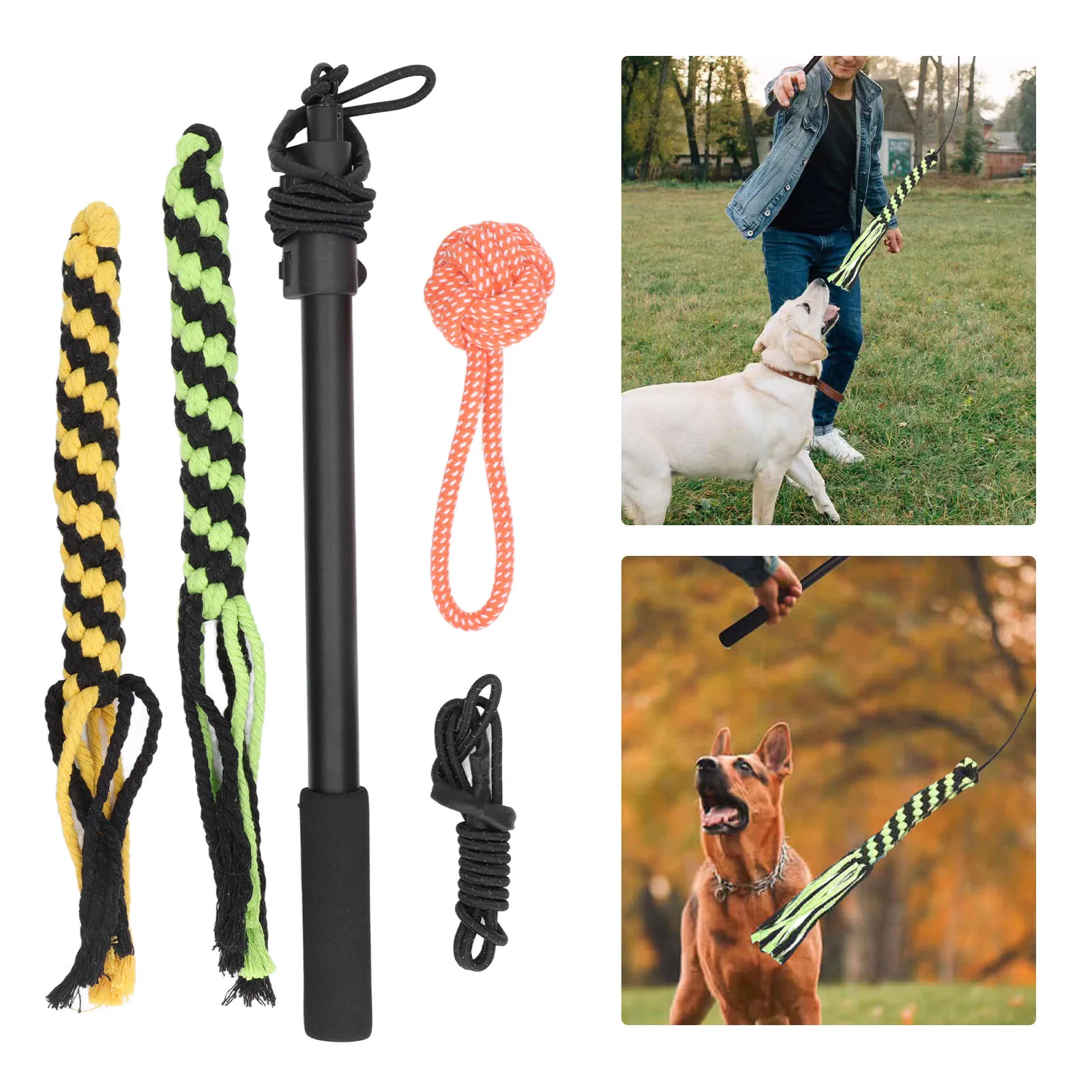 Dog Toys Flirt Pole Multipurpose Retractable Training Interactive for Small Medium Large Dogs Long 1005007537162575