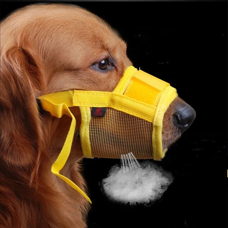 Pet Dog Muzzles Adjustable Breathable Mouth Cover Anti Bark Bite Mesh Dogs Muzzle Mask for Long 1005007538133347