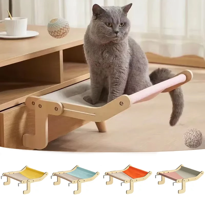 Cat Hammock Wooden Assembly Hanging Bed Cotton Canvas Easy Washable Multi-Ply Plywood Nest Beds 1005007541932649