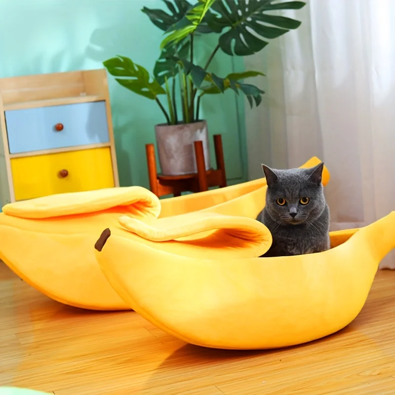 Banana Cat Bed House Funny Cute Cozy Mat Beds Warm Durable Portable Pet Basket Kennel Dog Cushion 1005007543889450