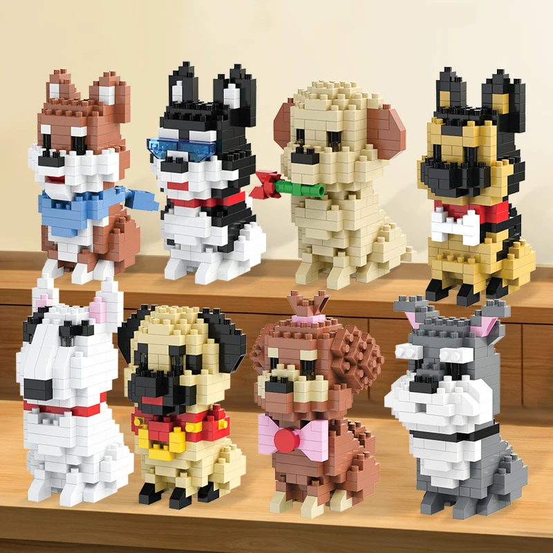 New Pet Teddy Husky Dog and Cat Toy Small Particle Building Blocks Puzzle Assembled Children's Toys 1005007547005055