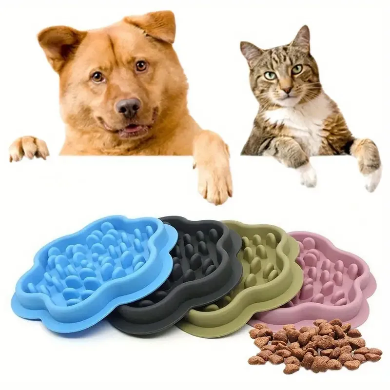 Pet Slow Down Eating Feeder Dish, Interactive Pet Food Bowl, Silicone Material 1005007550089306