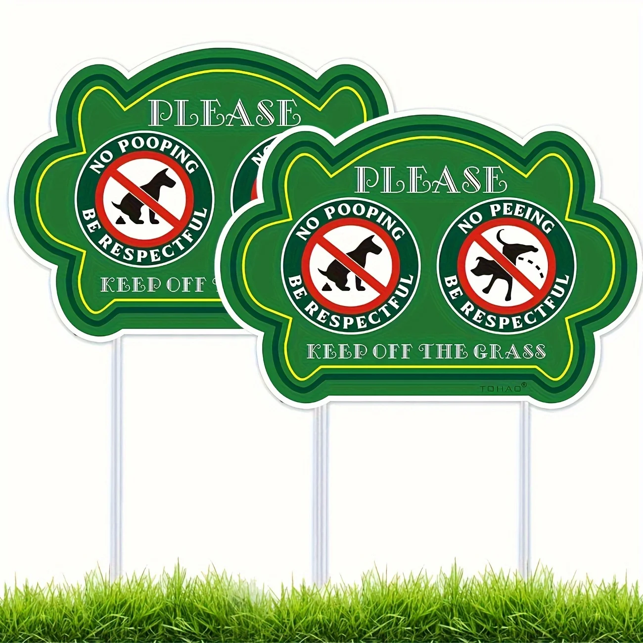 No Peeing and No Pooping Dog Sign Please Be Respectful Keep Off the Grass Yard Signs UV (2 Pack) 1005007551423356
