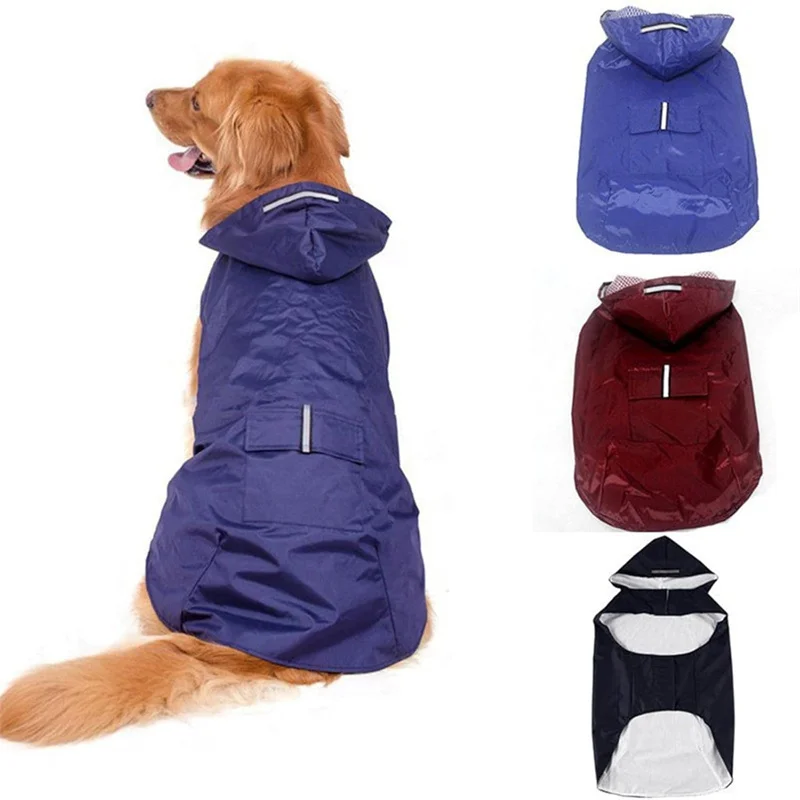 Dog Raincoat Waterproof Hoodie Jacket Rain Poncho Pet Rainwear Clothes with Reflective Stripe 1005007552611064