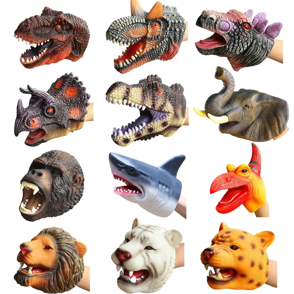Pet Cat Dog Teasing Hand Puppets Dinosaur Head Model Toy T-Rex Dino Jurass Shark Tiger Park Dolls 1005007554551254
