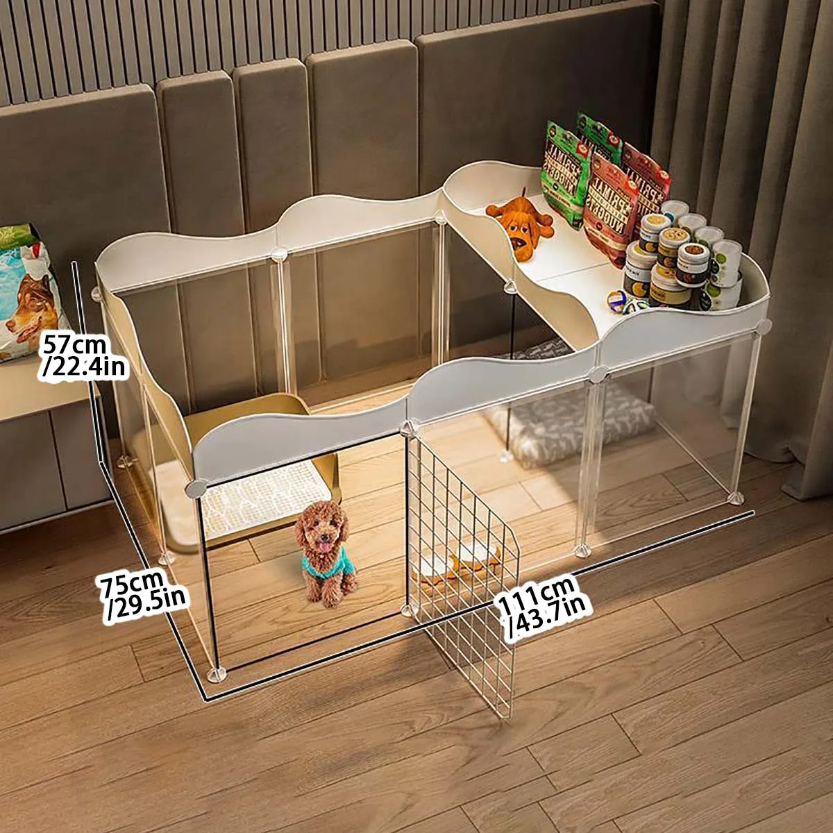 Pet Dog Enclosure Home House Kennel Indoor Small Dog Teddy Fence Isolation Door with Toilet Area 1005007560901171