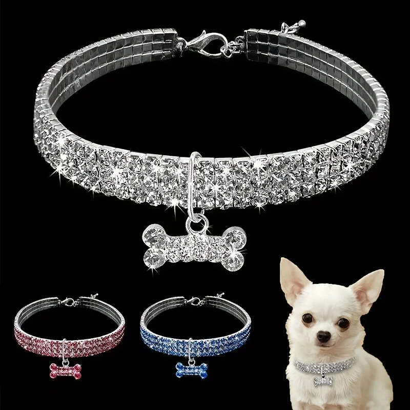 Bling Bone Pet Collar-Adjustable Necklace for Small Dogs and Cats-Cute and Fancy Accessory 1005007566972178