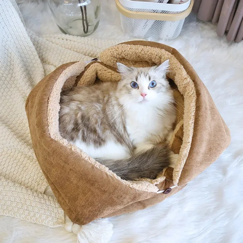 Cats Beds for Winter Warm Accessories Kitten Houses Dog Bed Basket Mat Things Cushions House Puppy 1005007567653070