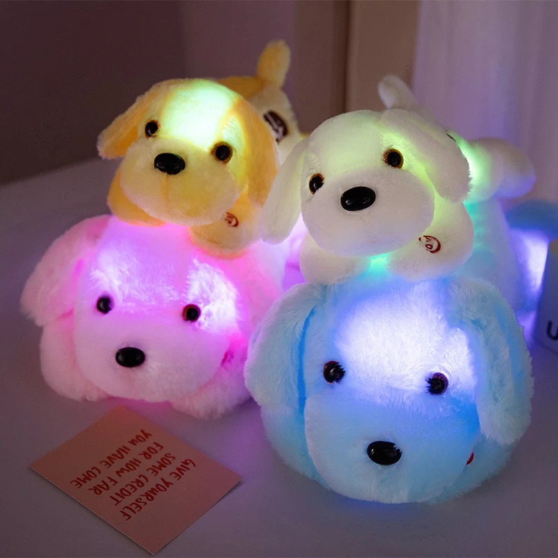 Luminous Dog Plush Toy Cute Cartoon Stuffed Soft Lying Animal Doll Anti Stress Home Decor Toys Gift 1005007571620029