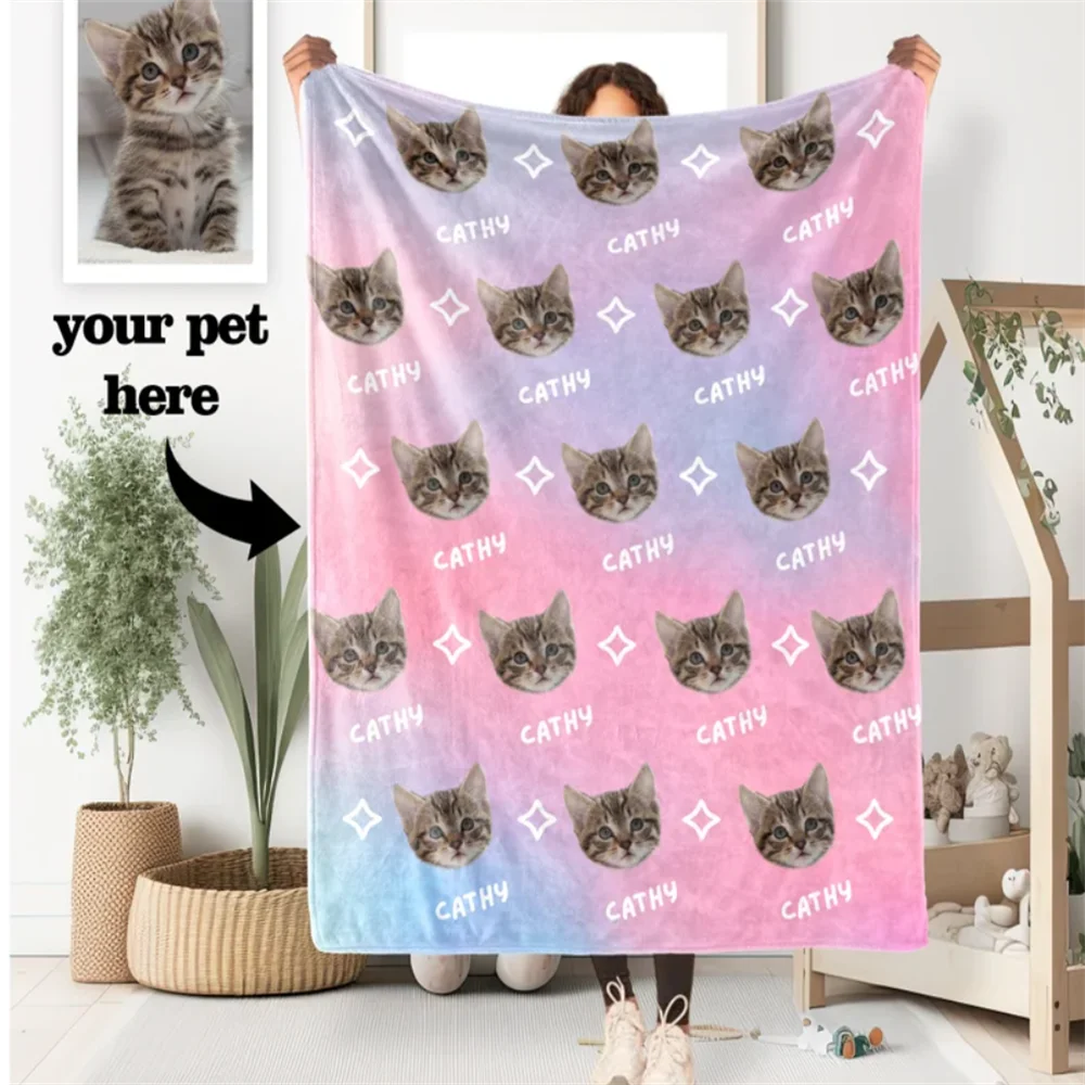 Personalized Pet Head Face Blanket, Pet Blanket, Picture Blanket with Name, Memorial Blanket 1005007575959679