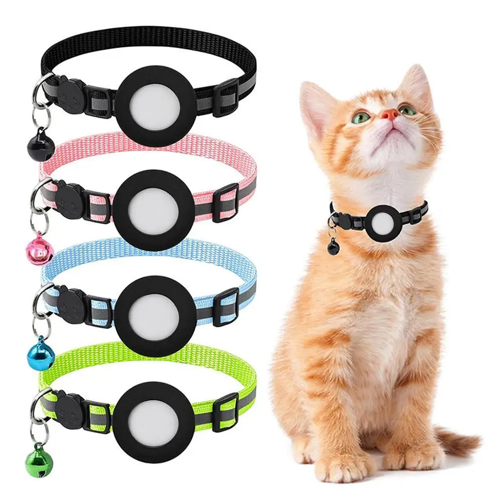 Anti-Lost Cat Collar for Airtag GPS Protective Case with Bell Reflective Cats Necklace Kitten 1005007582261938