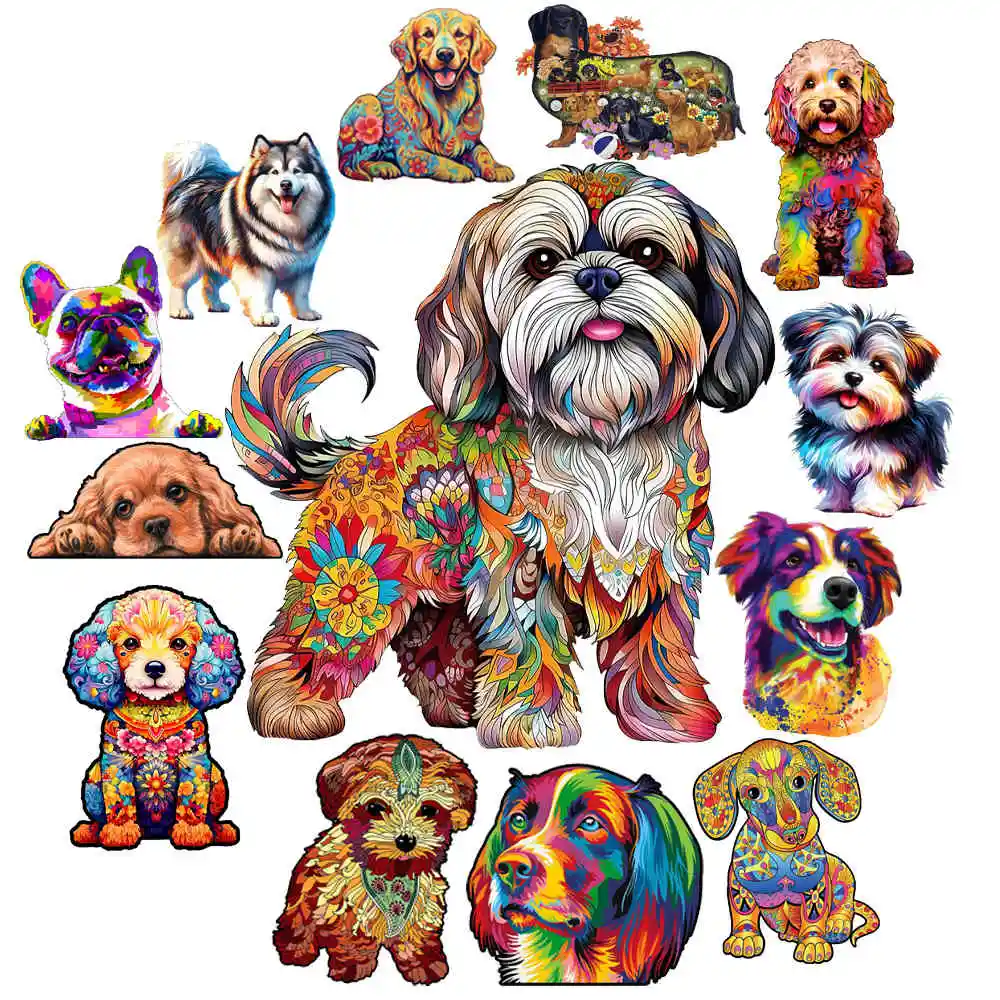 Dog Series Wooden Jigsaw Puzzles Art Unique Animal Shaped Puzzle Diy Leisure Game for Adults Kids 1005007587213807