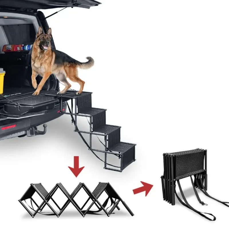 Steps Dog Stair Portable Folding Ramps for Car SUV Truck Anti-Slip Durable Die-Cast Metal Pet 1005007594944488