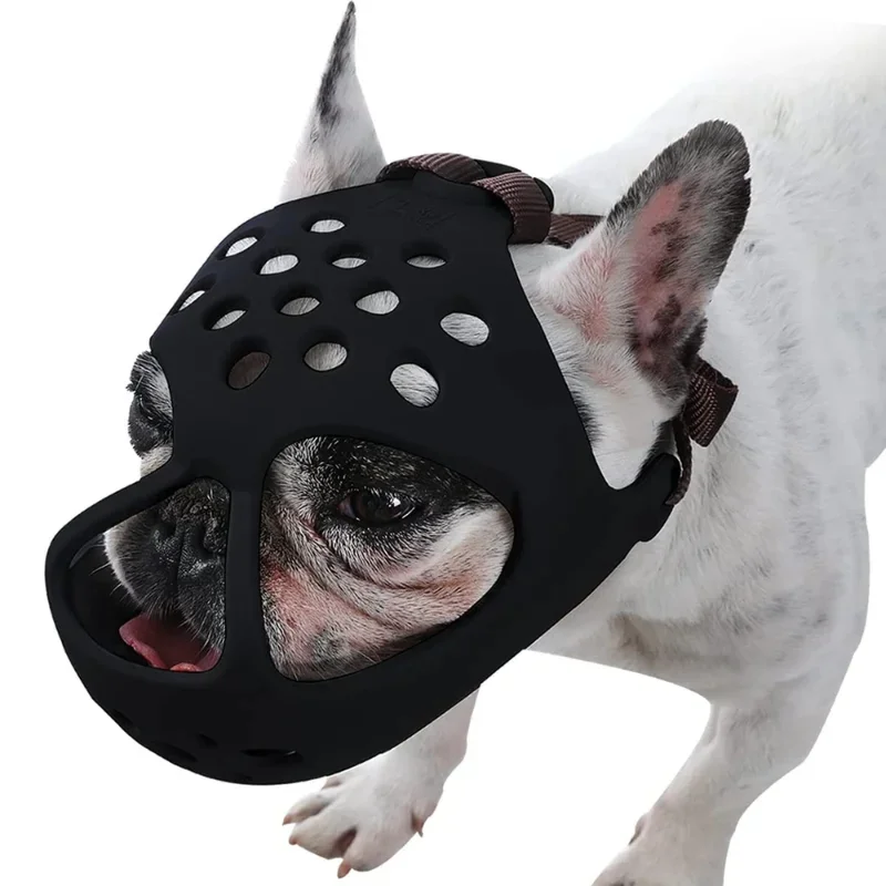 Dog Muzzle for Short Snout Dogs Soft Silicone Biting, Chewing, Licking for French Bulldog 1005007595923239