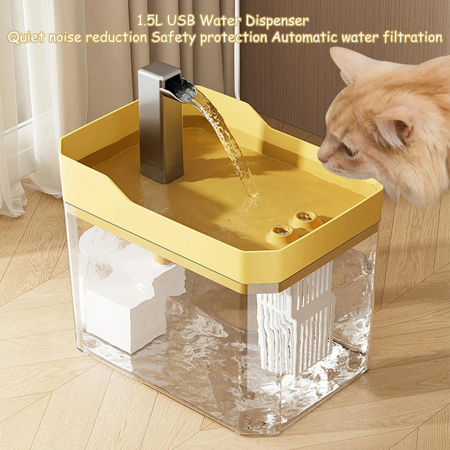 Cat Water Fountain Auto Filter Transparent Cat Drinker USB Anti-Dry Burning Recirculate Filtering 1005007599627417