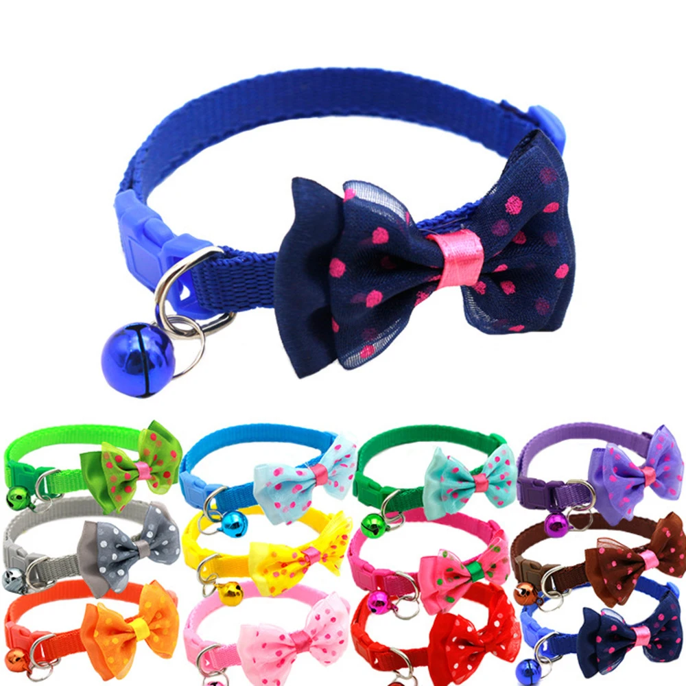 Adjustable Pet Collar Durable Cat Dog Bowknot Bells Collar Necklace All Seasons Pet Decoration 1005007611162266