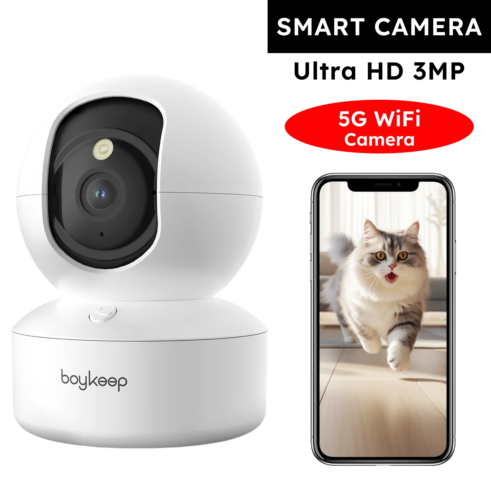Boykeep 2K Pet Dog Camera with Phone App, 5G/2.4GHz Wifi Indoor Security Baby Camera 1005007618888957