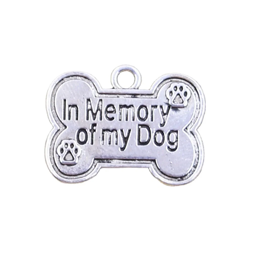 Charms Dog Bone Tag in Memory of My Dog 19x25mm Antique Silver Color Pendants Making DIY (6pcs) 1005007623079662