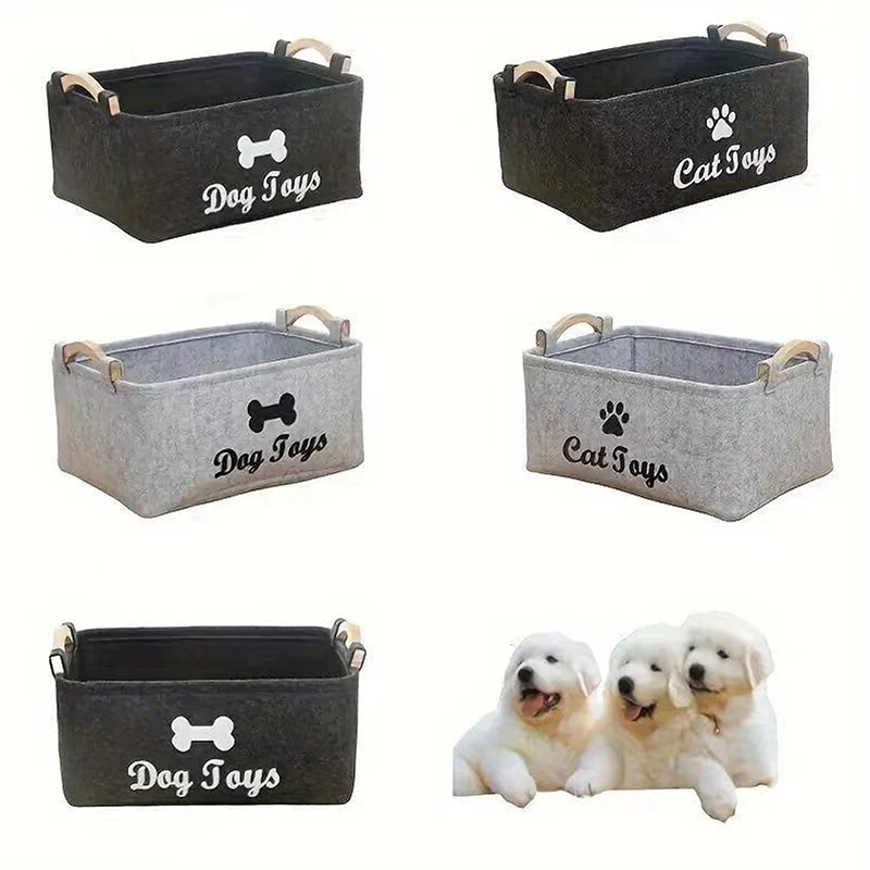 Toy Dog Basket Pet Storage Box Bin Organizer Toys Cat Accessory Container Bins Felt Baskets 1005007629123575