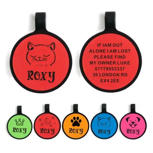 Personalised Dog Tag Custom Engraved ID Silicone Tag for Pet Cat Dog Name Collar 1005007635175347