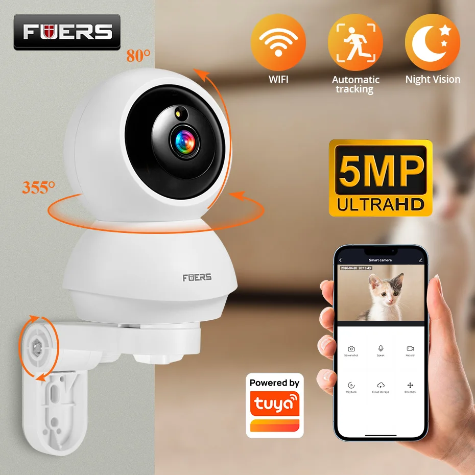 FUERS 4K 8MP Wifi IP Pet Camera Dog Camera Tuya Smart Home Security Wireless Surveillance Camera 1005007638839395