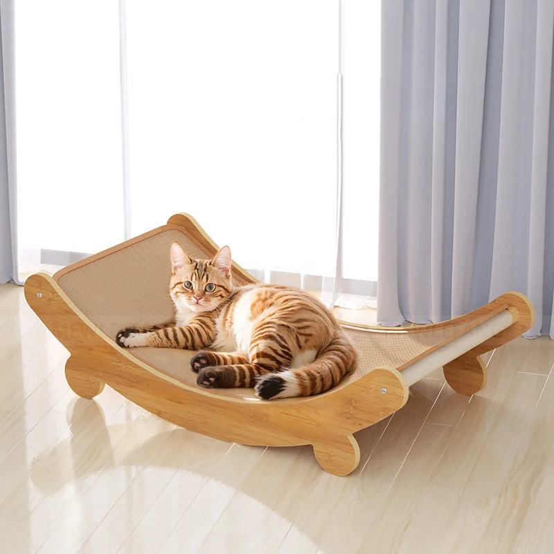 Cat Rocking Chairs Beds Cat Scratcher Board Cat Hammock Adjustable Detachable Wood Sisal Hemp 1005007642257204