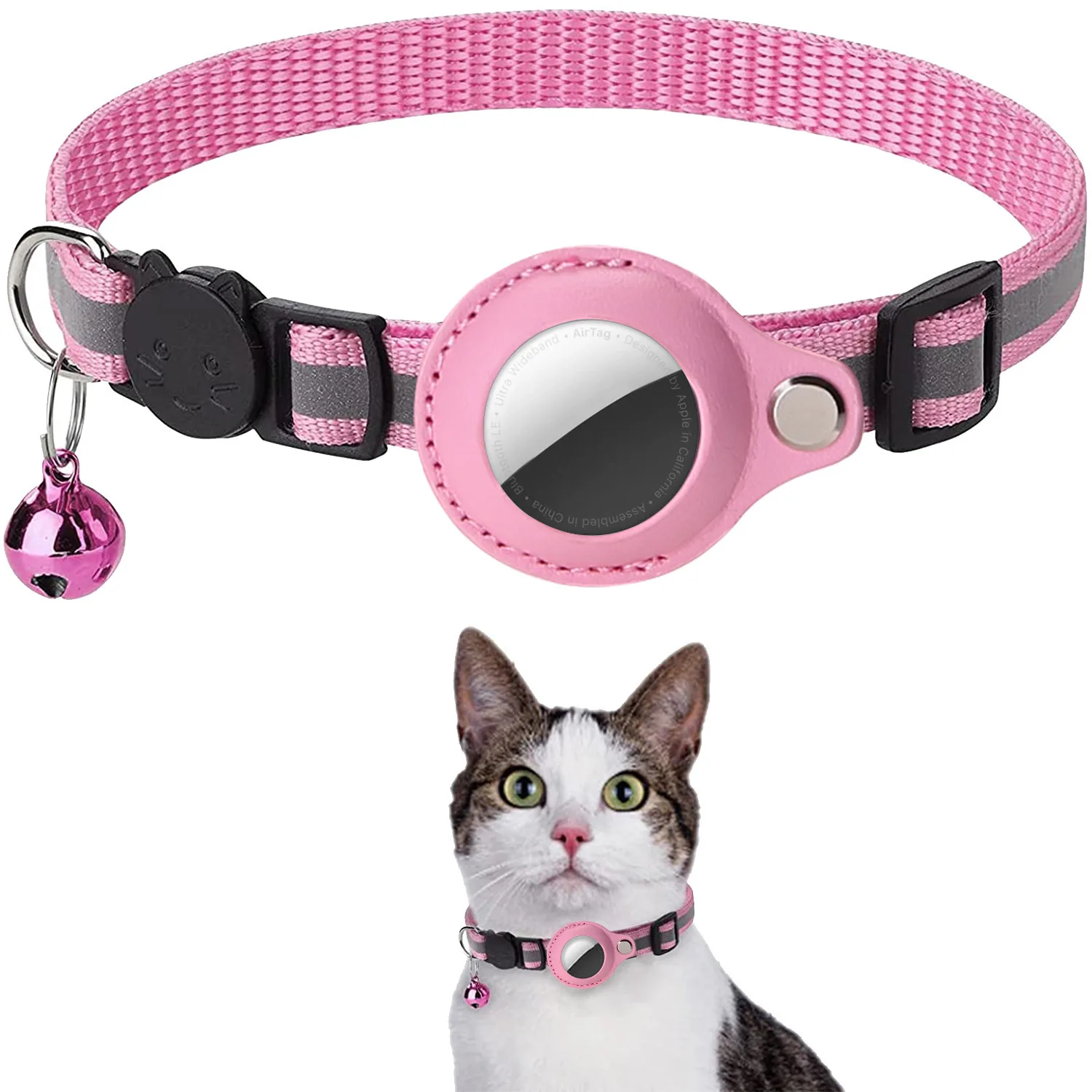 Cat Airtag Holder Collar Breakaway Reflective Strips Adjustable Kitten Collar Waterproof Cat Bell 1005007647759411