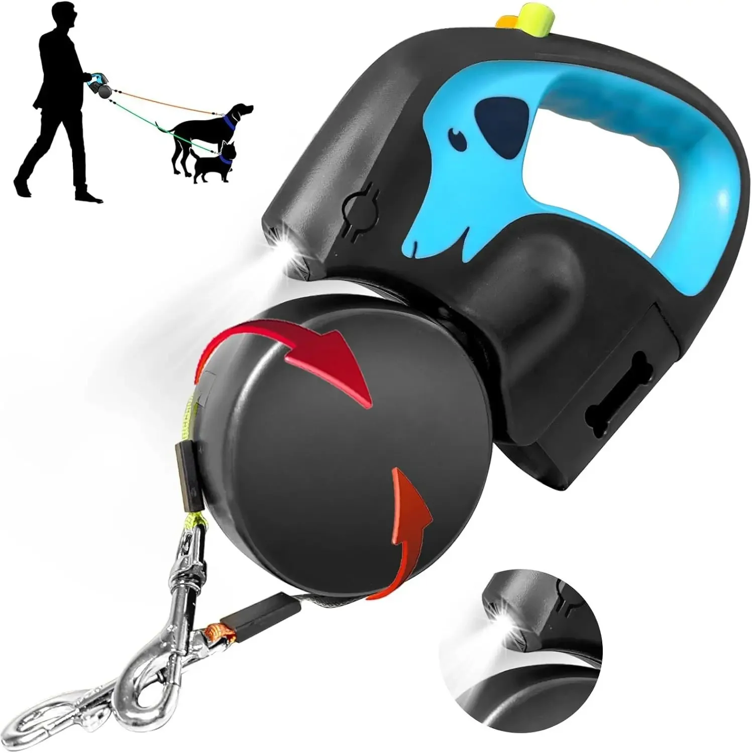 Retractable Dog Leash for Small Dogs Reflective Dual Pet Leash Lead 360 Swivel No Tangle Double (3m) 1005007649825320