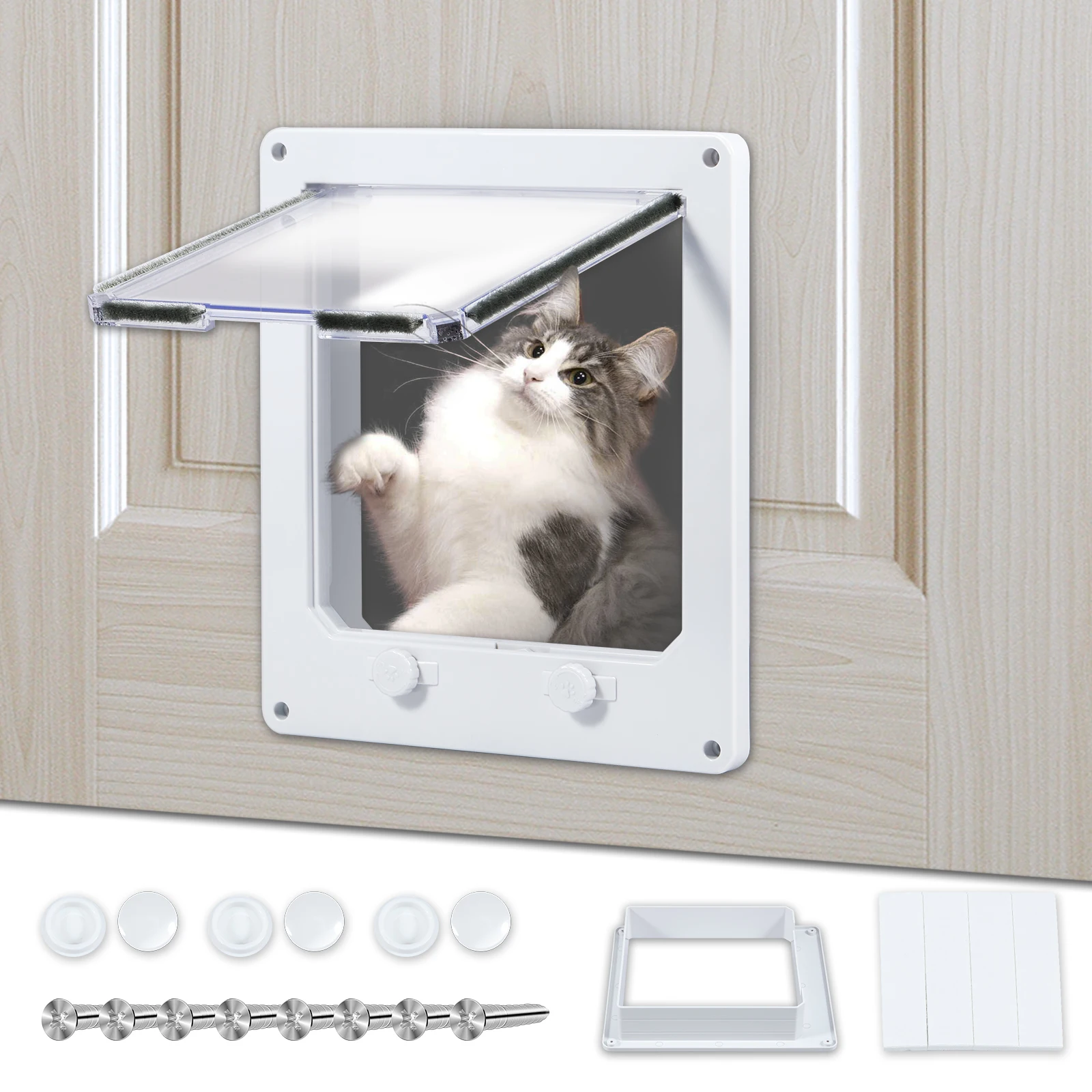 Upgraded Cat Flap Door with 4 Way Locking ABS Plastic Security Pet Door for Cat Up 1005007652677512