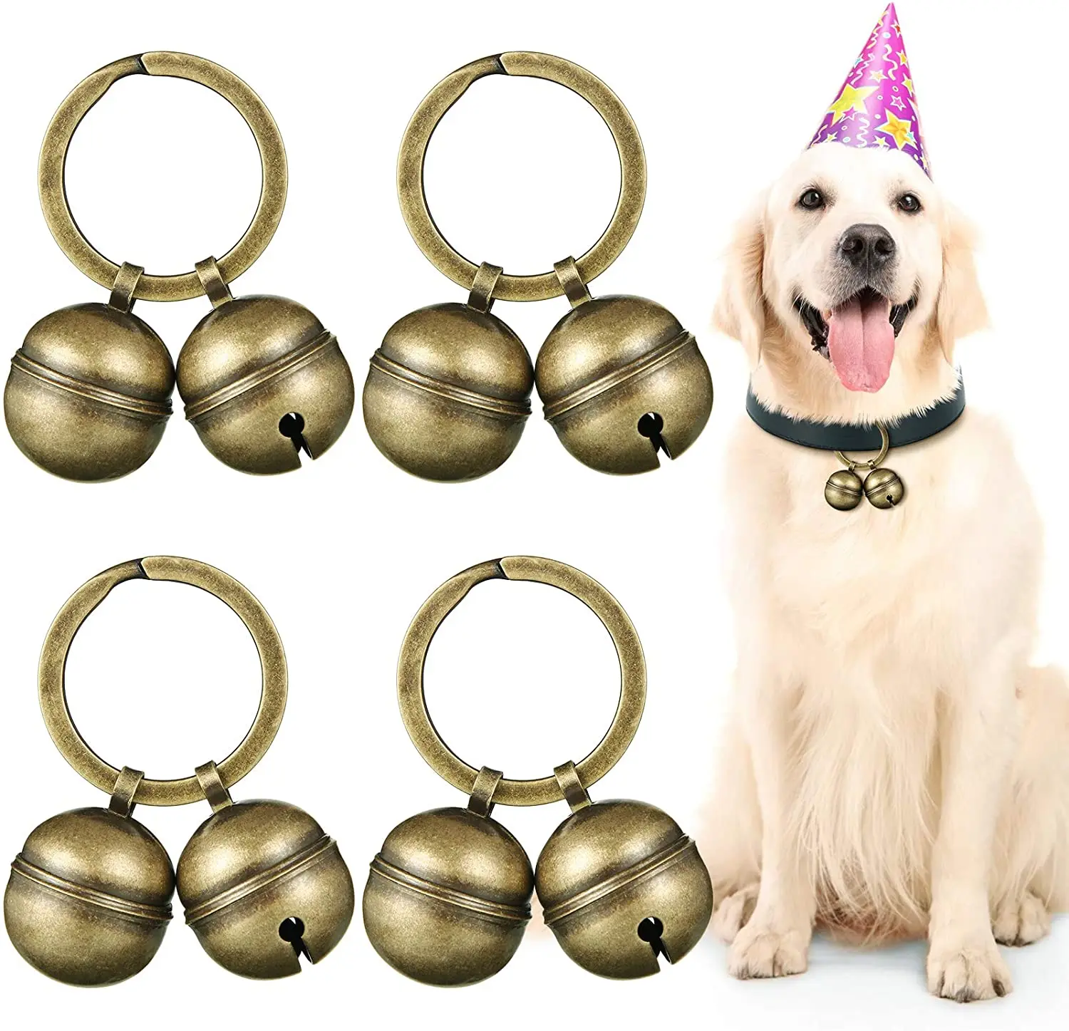 Cat Dog Collar Bells Brass for Charm Pet Pendant with Key Rings Collars Necklace 1005007659752329