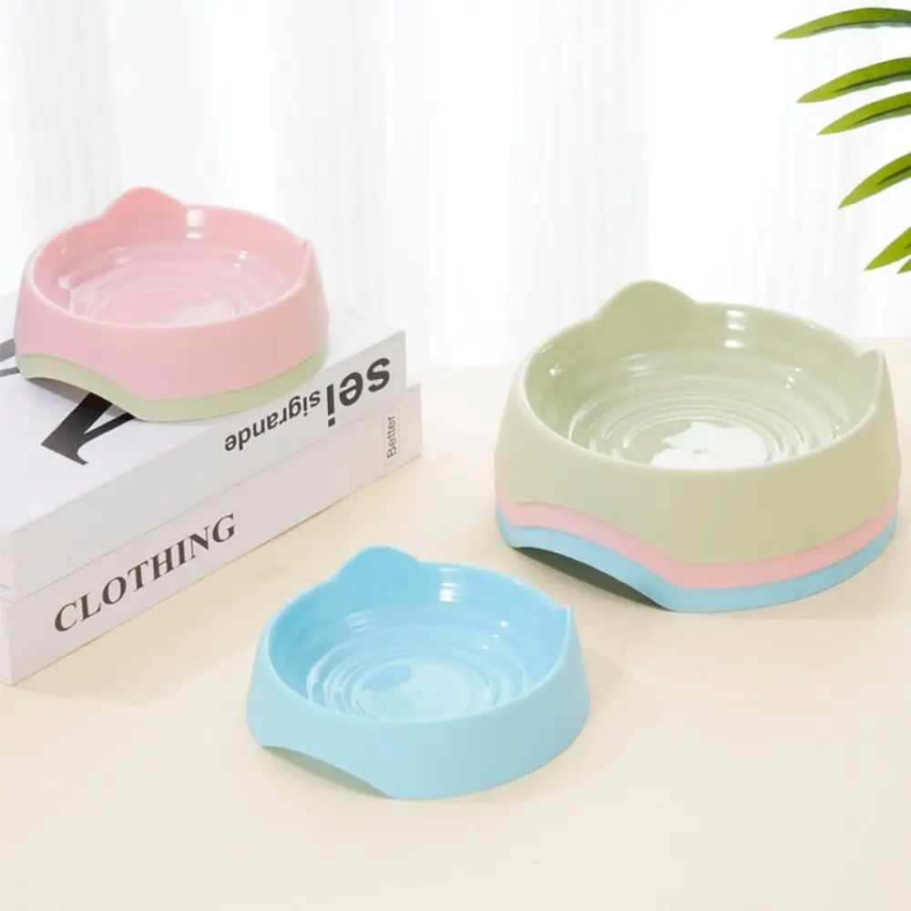 Cat Bowl Dog Water Feeding Plastic Large Capacity Solid Color Kitten Food Container Portable Pet 1005007661286788