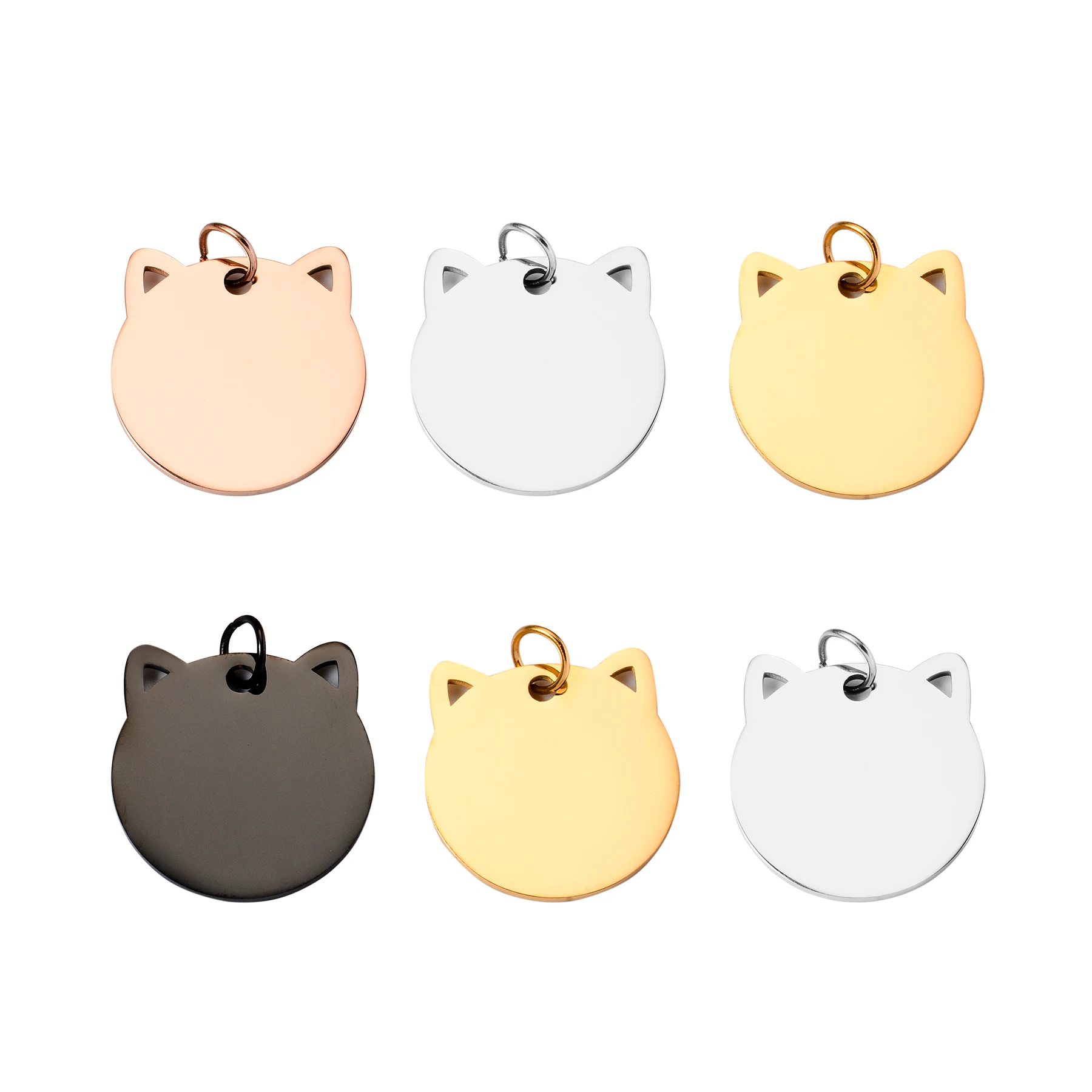 Stainless Steel Cat Head Charm Tags Pet ID Blank Pendant Mirror Polished (4Pcs) 1005007667751377
