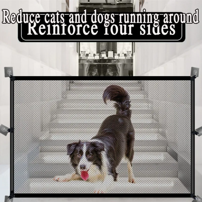Pet Dog Barrier Fences with 6Pcs Hook Pet Isolated Network Stairs Gate New Folding Breathable Mesh 1005007689079997