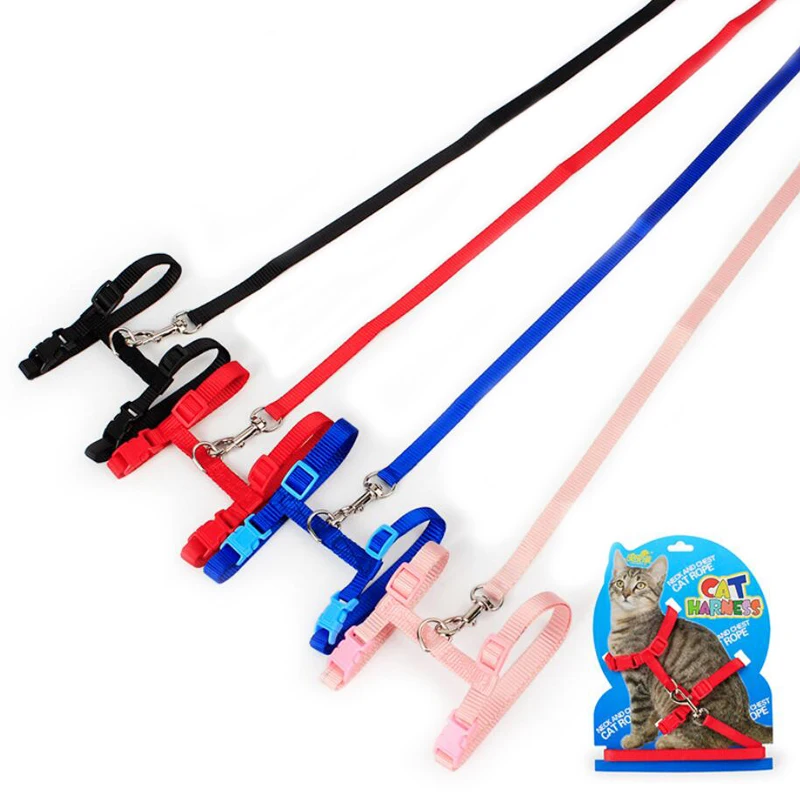 Kitten Cat Harness Leash Set Walking Escape Proof Adjustable Nylon Halter Collar Harness for Cats 1005007694531457