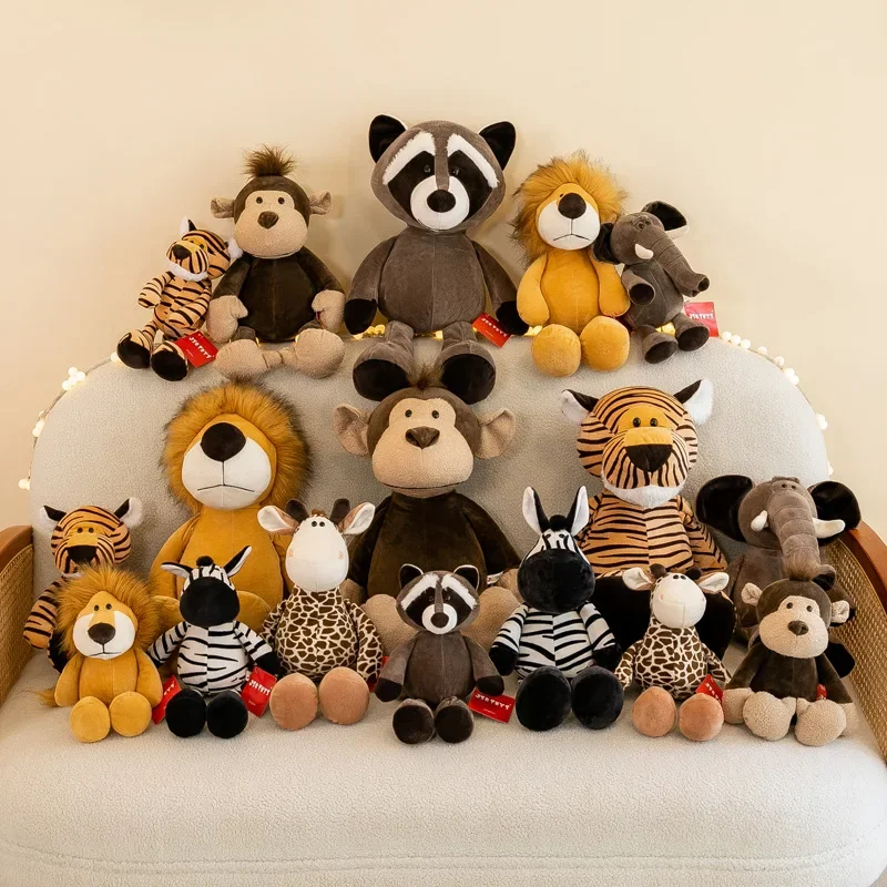 Kawaii Jungle Animal Plush Toys Forest Dog Zebra Elephant Lion Fox Giraffe (25CM) 1005007710347460