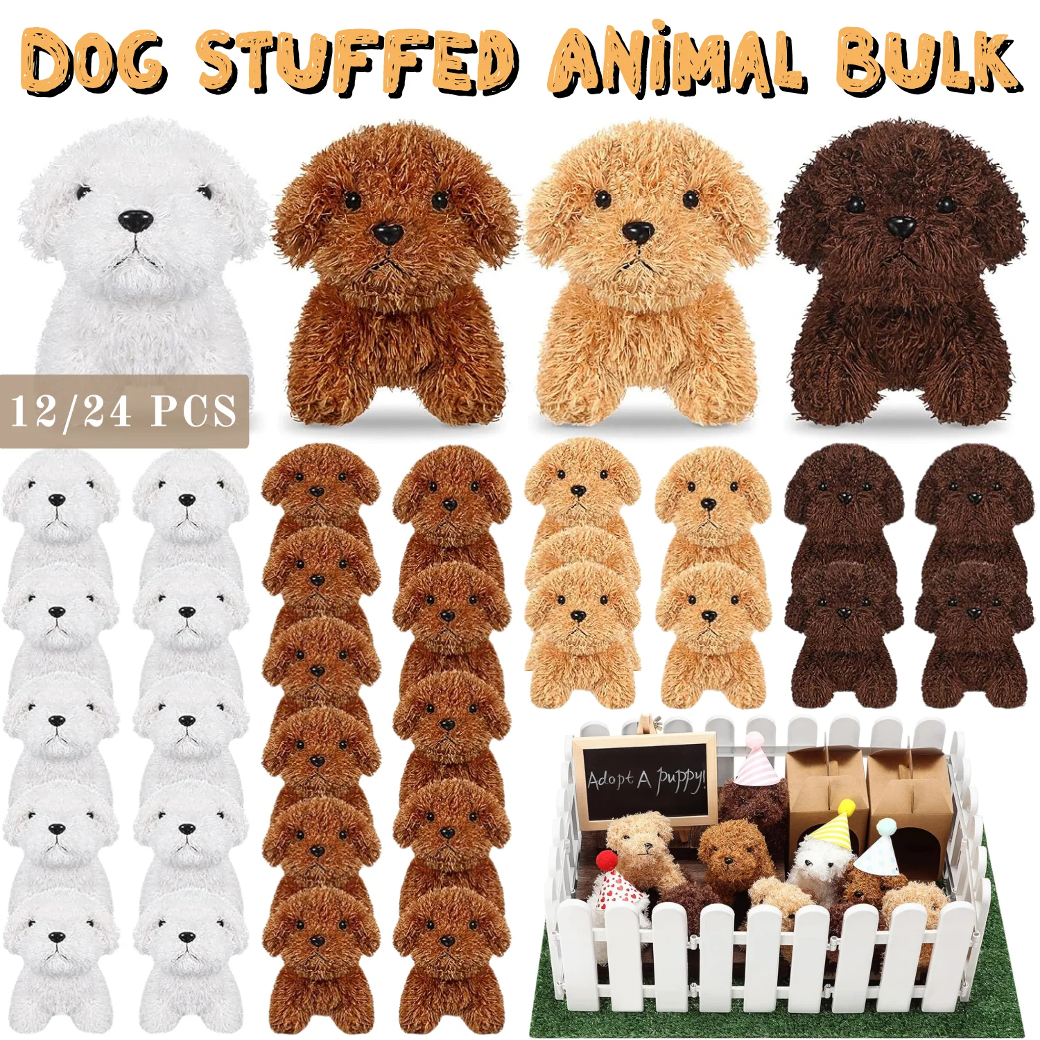 24PCS Teddy Dog Plush Toys Stuffed Puppy Dogs Soft Poodle Doll Animal Pet Toy for Adopt a Puppy 1005007716631112