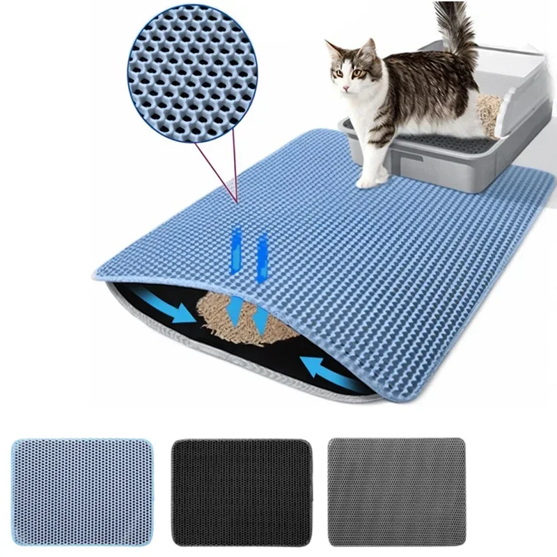 Cat Litter Mat Non Slip Big Pet Litter Box Filter Mat Double Layer Wear Resistant Waterproof Cat 1005007737253990