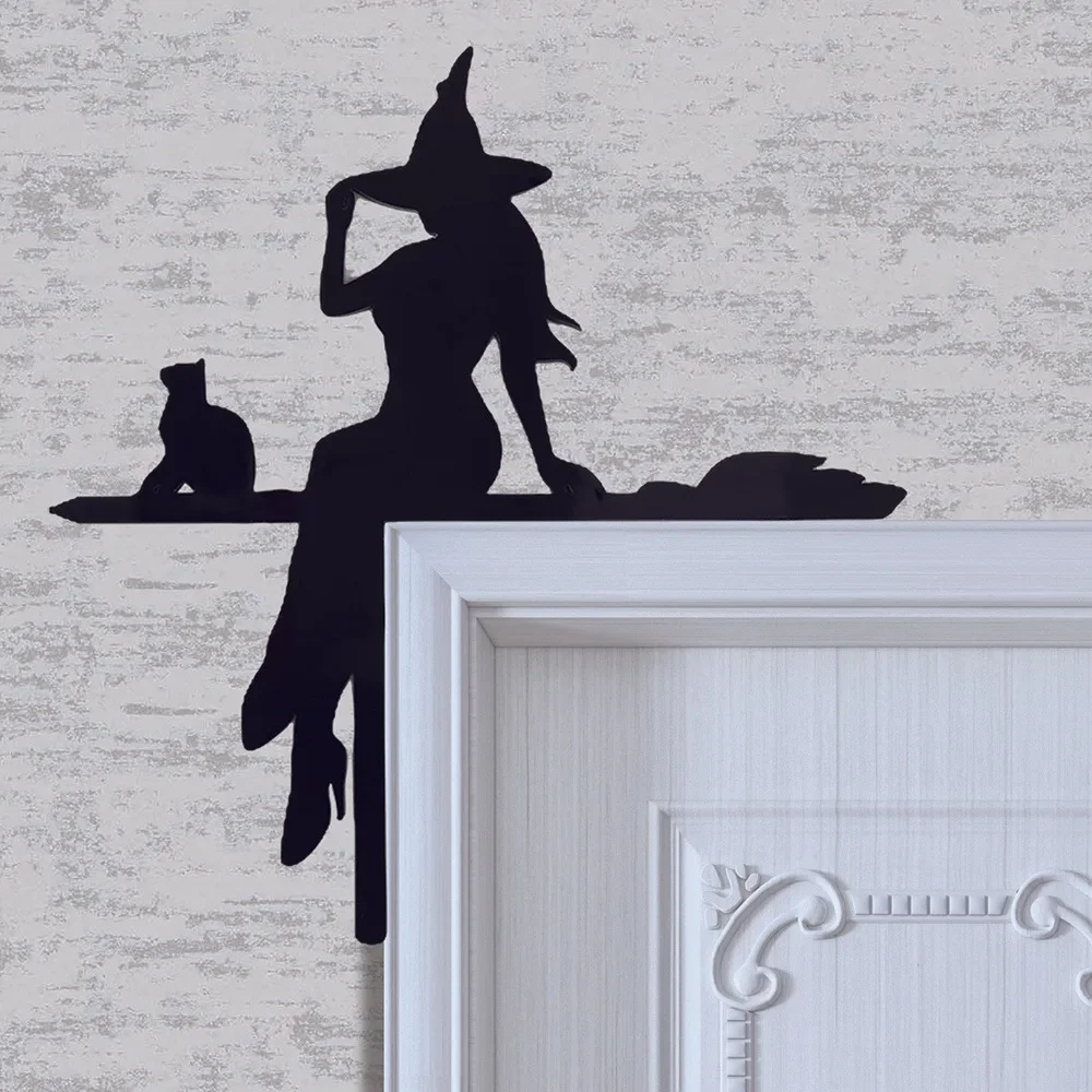 Halloween Black Cat Witch Acrylic Corner Sign Spooky Door Decor for Indoor and Outdoor Use 1005007747971842