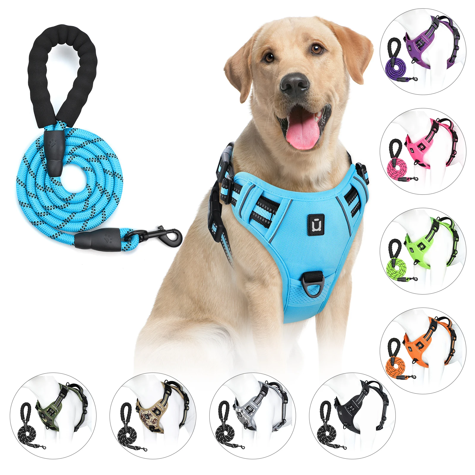 Dog Harness and Leash Combo, Escape Proof No Pull Vest Harness, with 5 Feet Leash 1005007755325517