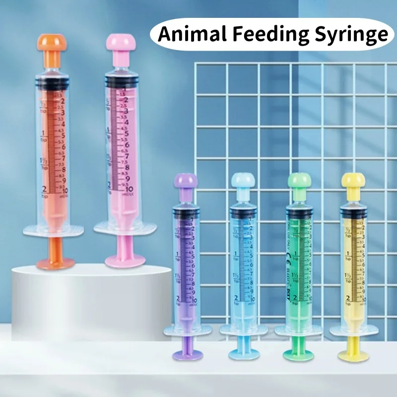 5/10ml Color Straight Mouth Syringe with Plastic Cap Pet Animal Feeding Syringe Rubber Stopper 1005007767834769